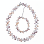 parure perle d'eau douce 6-8 mm multicolore