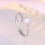 anneau couleur argent perle d'eau douce
