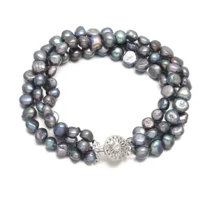 bracelet perle d'eau douce noir arc-en-ciel