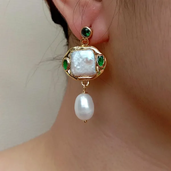 boucles d'oreille pendantes perle d'eau douce