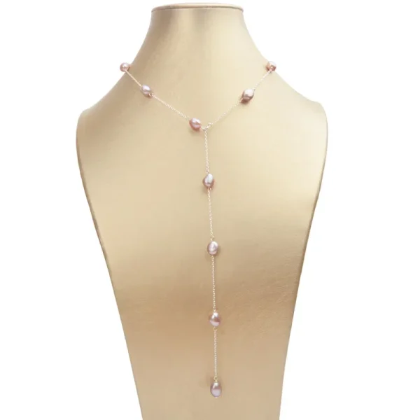 collier sautoir perle eau douce violet