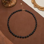 collier ras de cou perle d'eau douce noire 6-7 mm