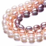 bijou avec perle d'eau douce violet ovale