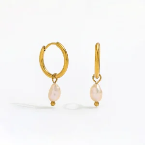 boucles d'oreille perle d'eau douce anneau or