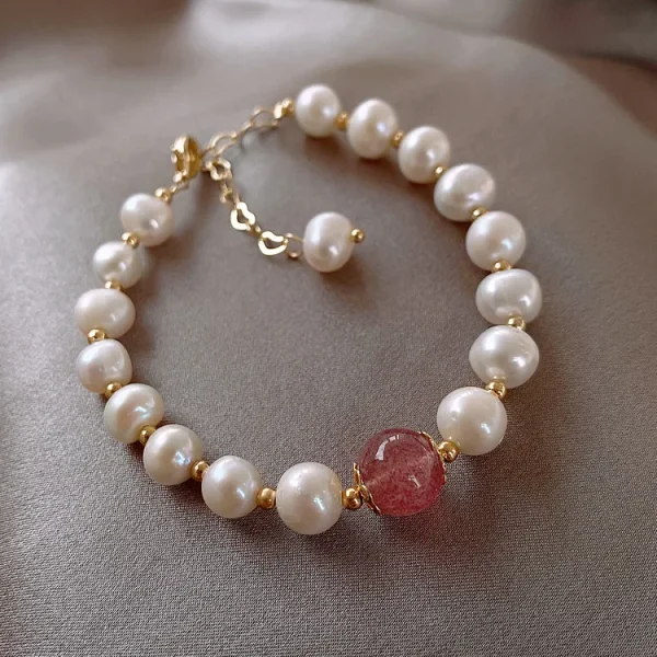 bracelet perle d'eau douce avec quartz
