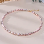 collier ras de cou perle d'eau douce violet
