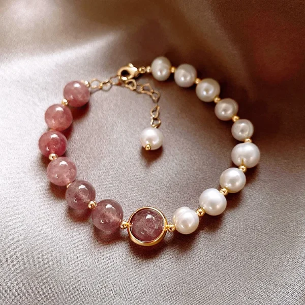 bracelet perle d'eau douce et quartz