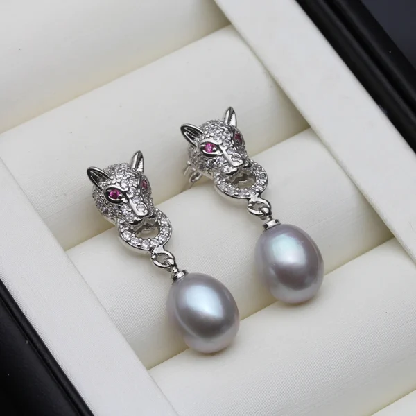 boucles d'oreille vintage perle d'eau douce grise