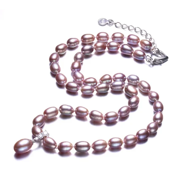 collier ras de cou perle d'eau douce violet
