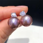 Parure élégante perle violette chaîne argent