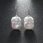 boucles perle d'eau douce rectangle