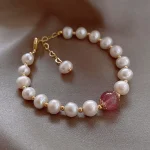 bijou en perle d'eau douce et quartz