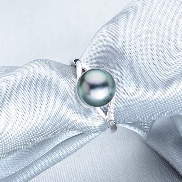 bague perle de Tahiti lumineuse en argent