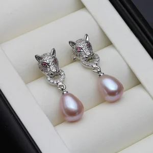 Boucles d'oreille vintage perle d'eau douce violet