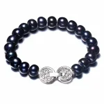 Bracelet lumineux perle d'eau douce noire