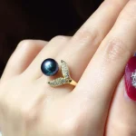 bague anneau couleur or avec perle