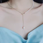 chaîne couleur or perle d'eau douce