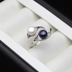 bague harmonieuse perle double