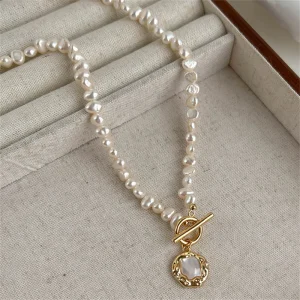 collier pendentif perle d'eau douce blanche