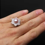 anneau couleur argent perle d'eau douce