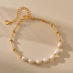 Bracelet fashion perle d'eau douce chaîne couleur or