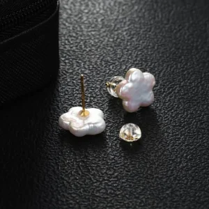 boucles d'oreille perle d'eau douce fleur
