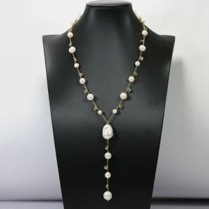 sautoir perle d'eau douce blanche