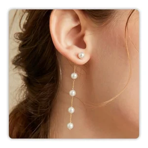 boucles d'oreille perle d'eau douce chaîne or