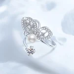 bague élégante perle papillon