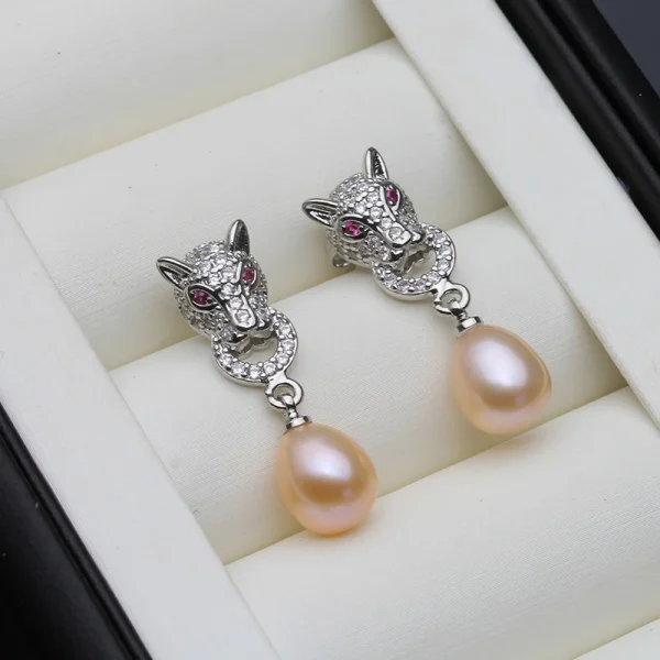 boucles d'oreille vintage perle d'eau douce rose