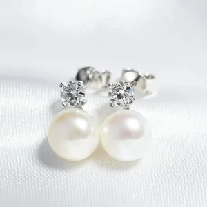 boucles d'oreille perle d'eau douce 8-9 mm