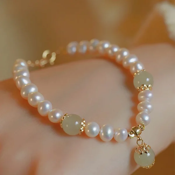 bracelet luxueux perle d'eau douce jade