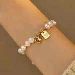 Bracelet perle d'eau douce dorée