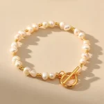 bracelet fashion perle d'eau douce couleur or