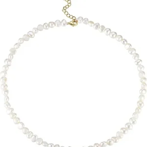 collier ras de cou perle d'eau douce baroque blanche