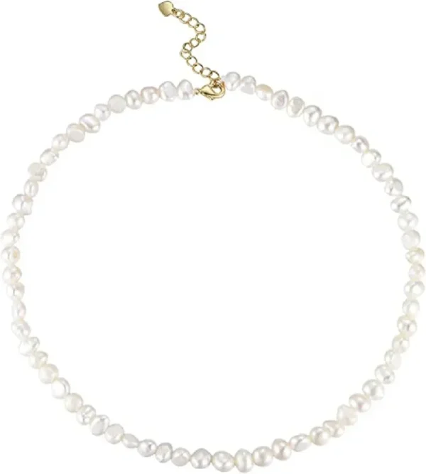 collier ras de cou perle d'eau douce baroque blanche