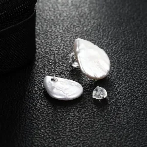 boucles d'oreille clous perle baroque feuille