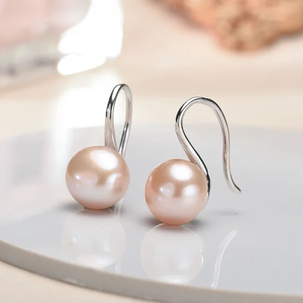 boucles d'oreille élégantes perle d'eau douce rose