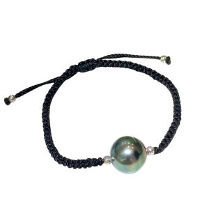 Bracelet en perles de Tahiti authentiques de taille imposante (12-13 mm) aux couleurs éclatantes