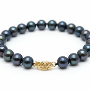 bracelet en perles noires de Tahiti naturelles or