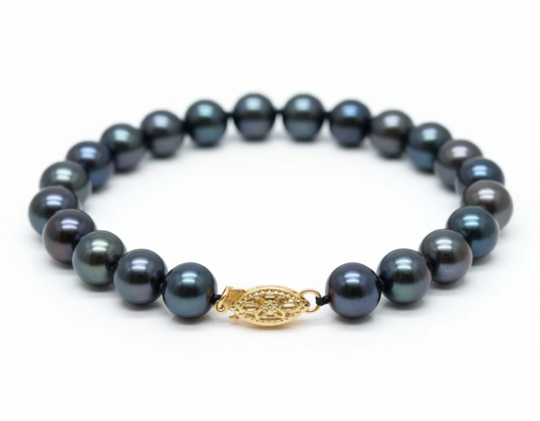 bracelet en perles noires de Tahiti naturelles or