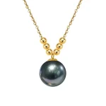 collier à chaîne couleur or avec pendentif perle noire