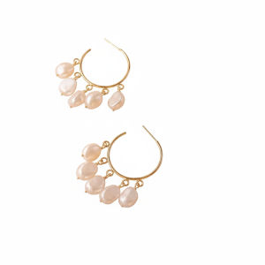 Boucles d'oreilles créoles en perles d'eau douce baroques de 6-7 mm