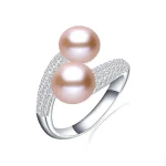 bague scintillante perle de culture rose