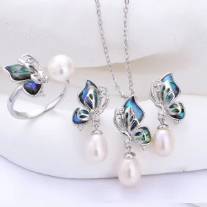 parure perle de culture papillon