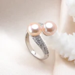 bague élégante double perle