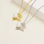 pendantif en zircon et perle d'eau douce