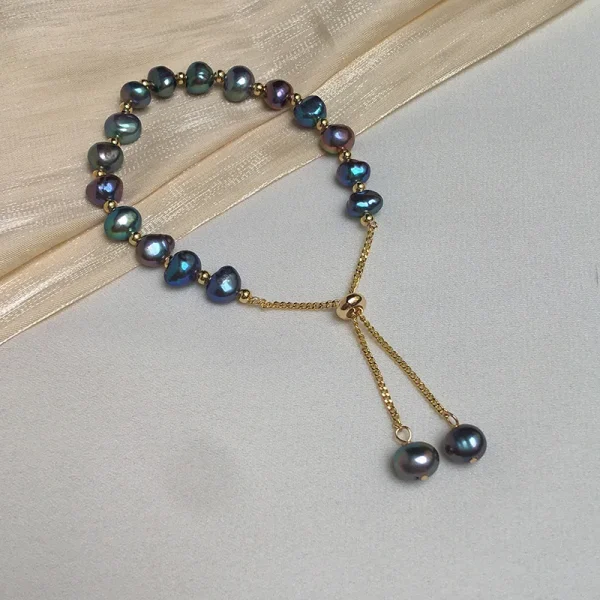 bracelet perle d'eau douce baroque chaîne or
